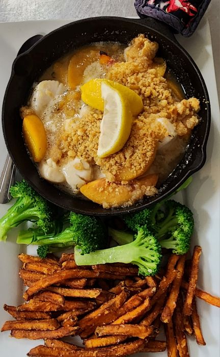 Ocean scallops served at the Jay Village Inn in Jay, VT